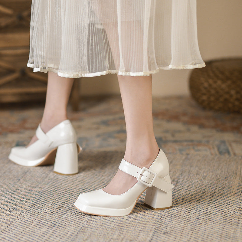 Women's Waterproof Platform High Autumn Chunky Square Women's Shoes