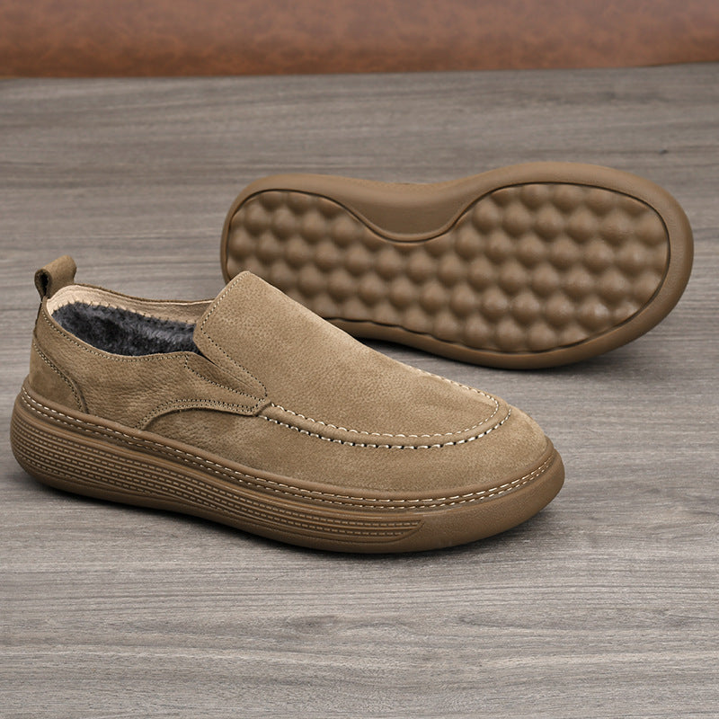 Men's First Layer Cowhide Soft Bottom Surface Breathable Retro Lace Up Men's Casual Leather Shoes
