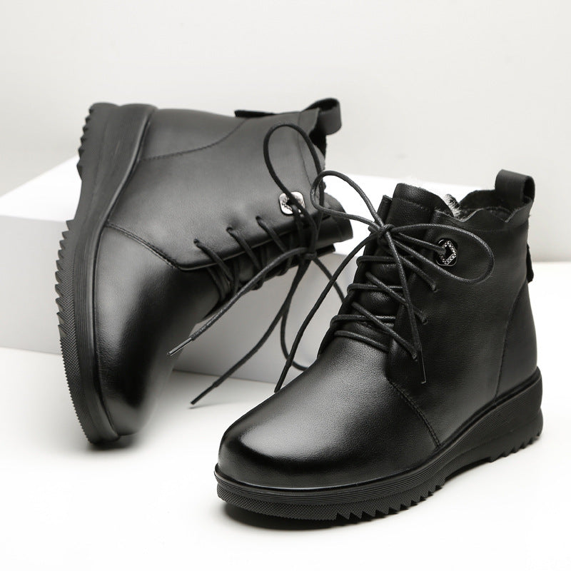 Women's Fleece-lined Thick Wool Warm First Layer Snow Boots