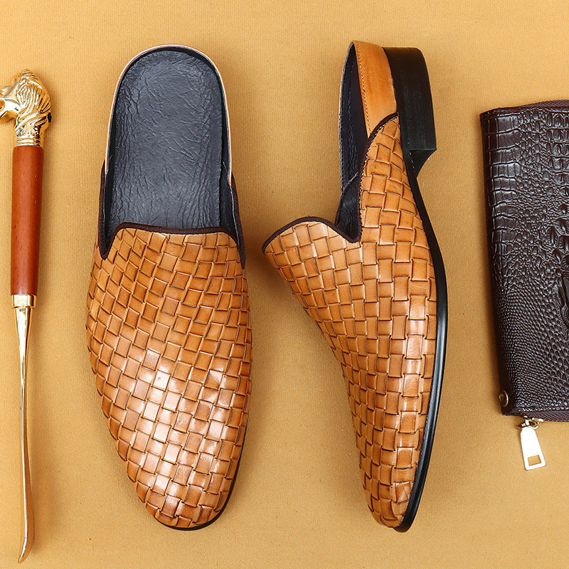 Men's Genuine Summer Wear Business Hand-woven Half Sandals