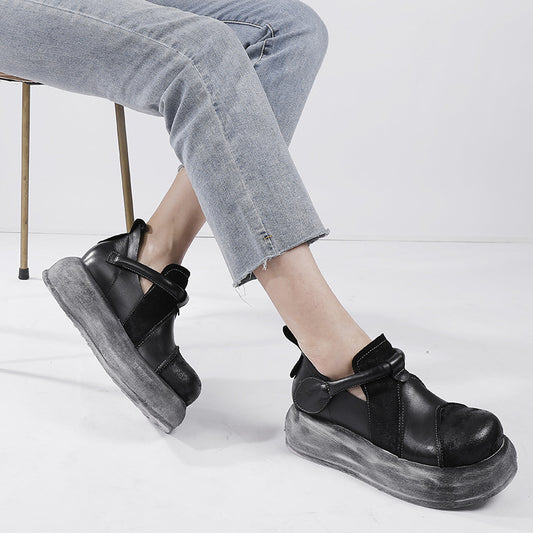 Women's Ancient Times Genuine Inside Outside Round Toe Thick Casual Shoes