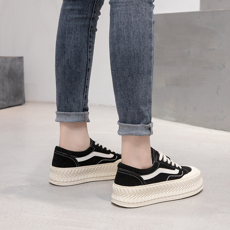 Women's Thick Bottom Biscuit Shape Genuine Made Casual Shoes