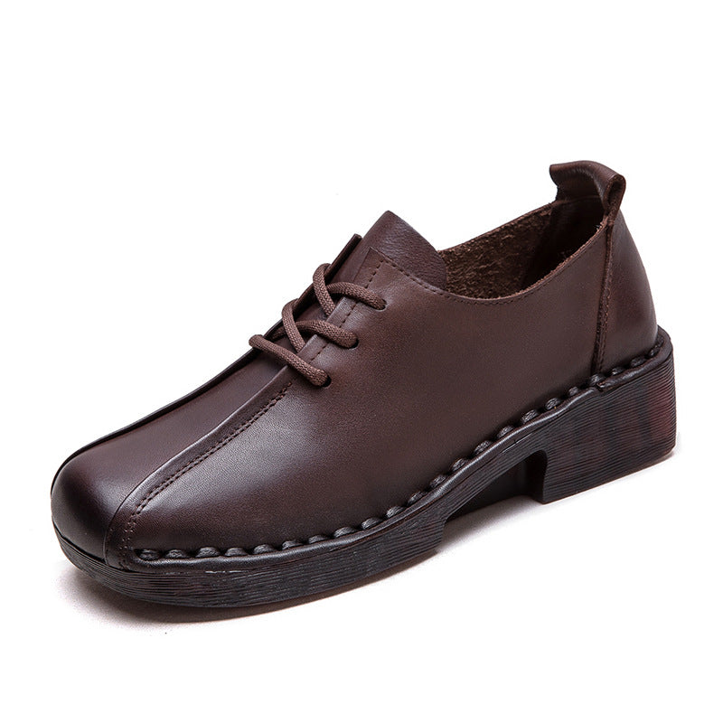 Women's & Men's Shu Autumn Front British Style Top Layer Cowhide Retro Men's Shoes