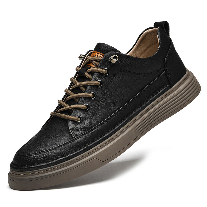Unisex Cowhide Surface Breathable Hole Handmade Leather Shoes