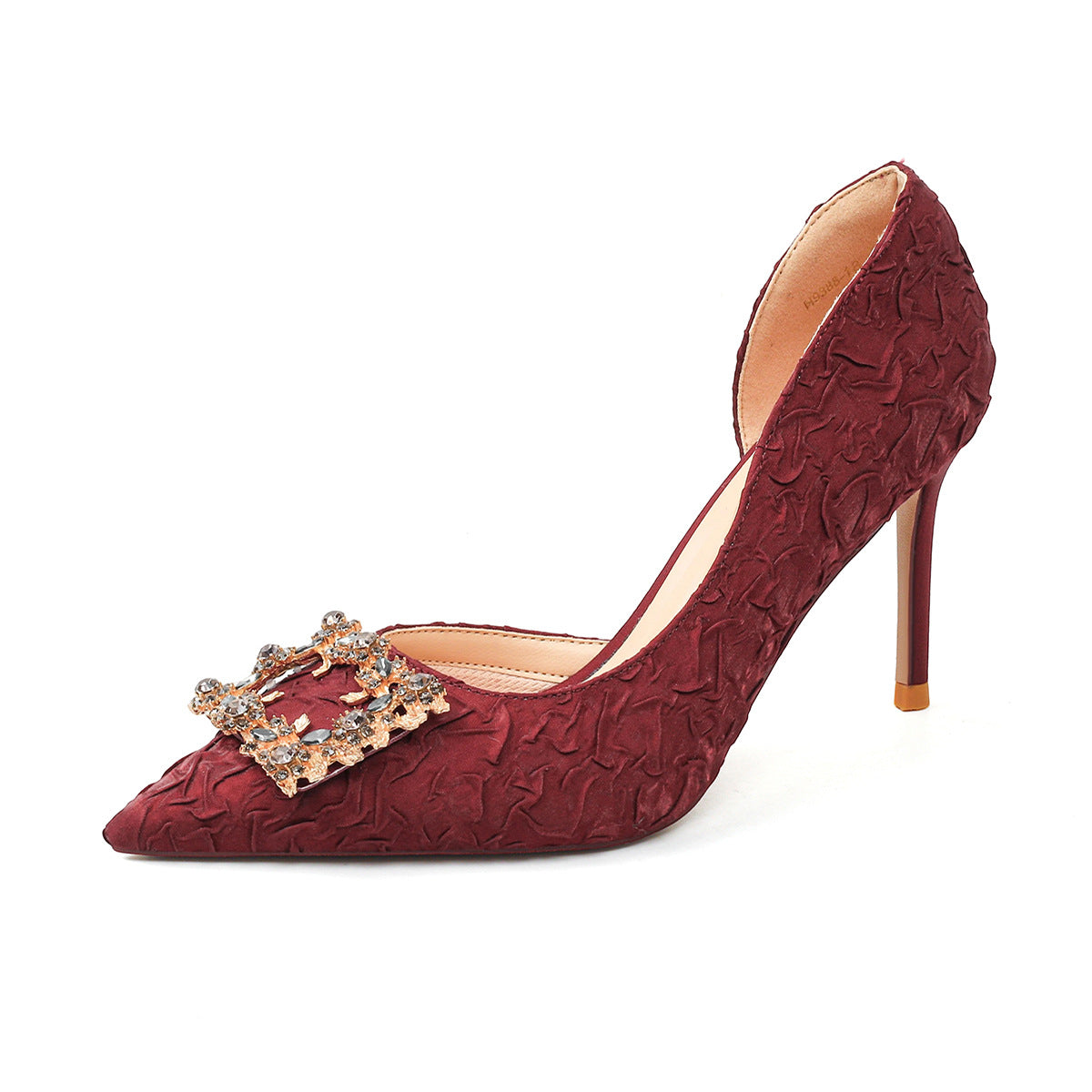 Women's Side Empty Satin Stiletto Wedding Red High Pointed Light Luxury Women's Fashion Shoes