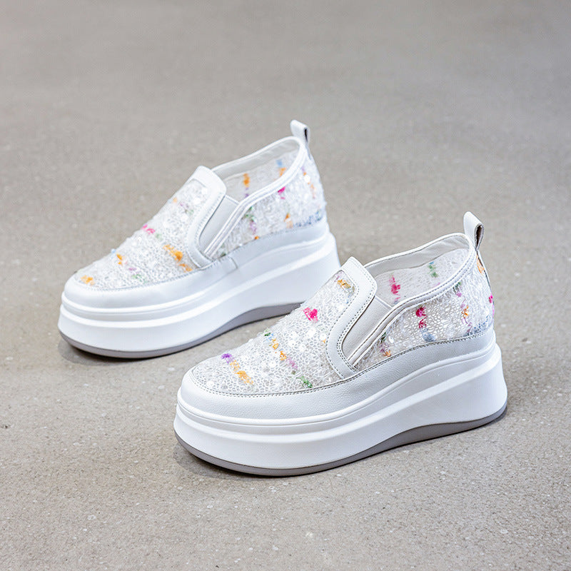 Women's & Men's Mesh Thick Bottom Platform Slip-on Lofter Casual Shoes