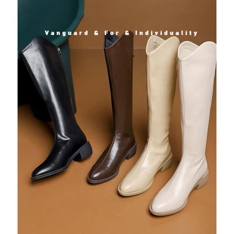 Cut Milk Tea Brown Chunky Female Boots