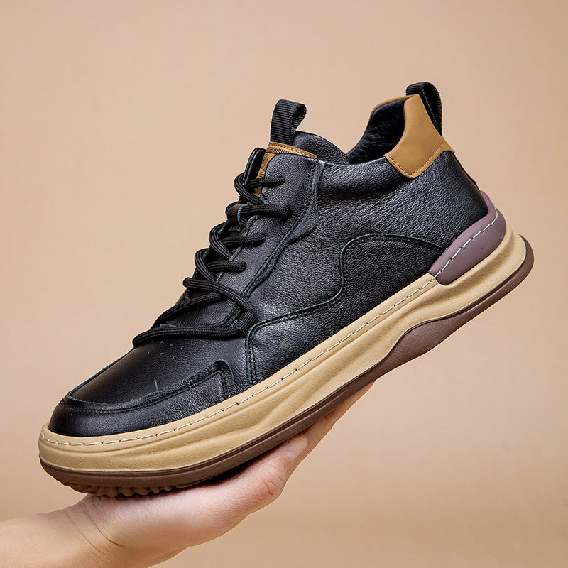 Men's Cowhide Board Autumn Cotton Plus Veet Men's Casual Shoes
