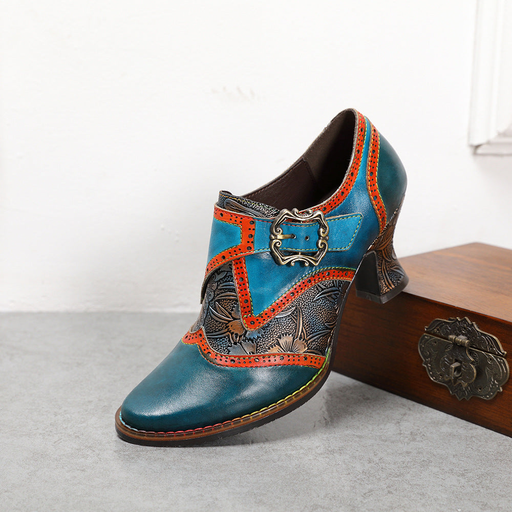 Women's First Layer Cowhide Retro Ethnic Style Fashion Women's Shoes