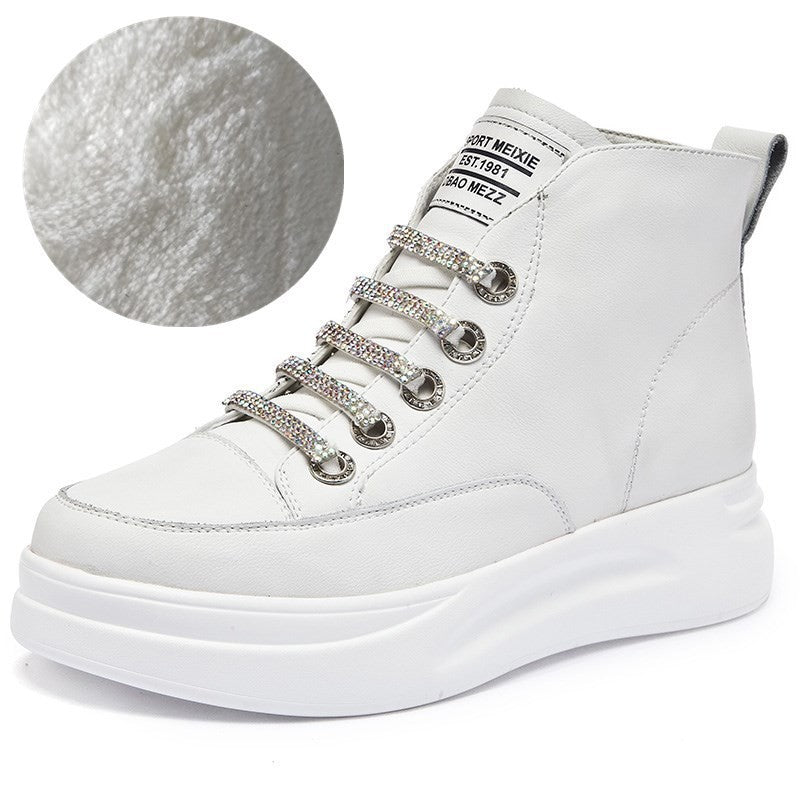 White Fleece-lined Not Stuffy Feet Fashion Casual Shoes