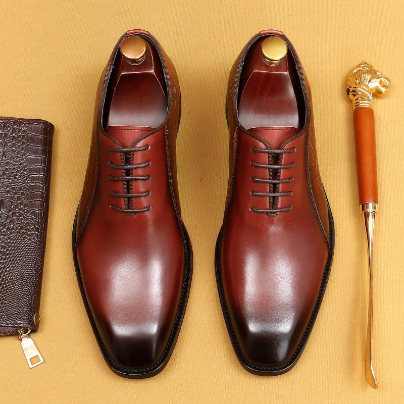Men's Oxford British Color Block Pointed Toe Leather Shoes