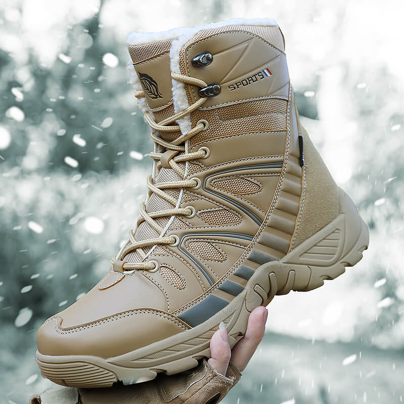 Men's Plus Size Fashion Outdoor Fleece-lined Warm Combat Snow Boots