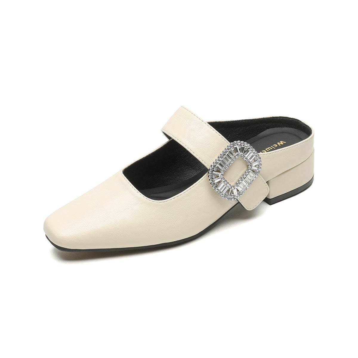 Women's Half Thick Bottom Rhinestones Strap Summer Slippers