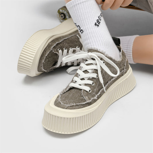 Men's Fashion Low Top Breathable Lightweight Platform Canvas Shoes