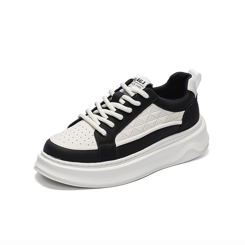 Men's Black Embossed Breathable Invisible Elevated Muffin Men's Board Shoes