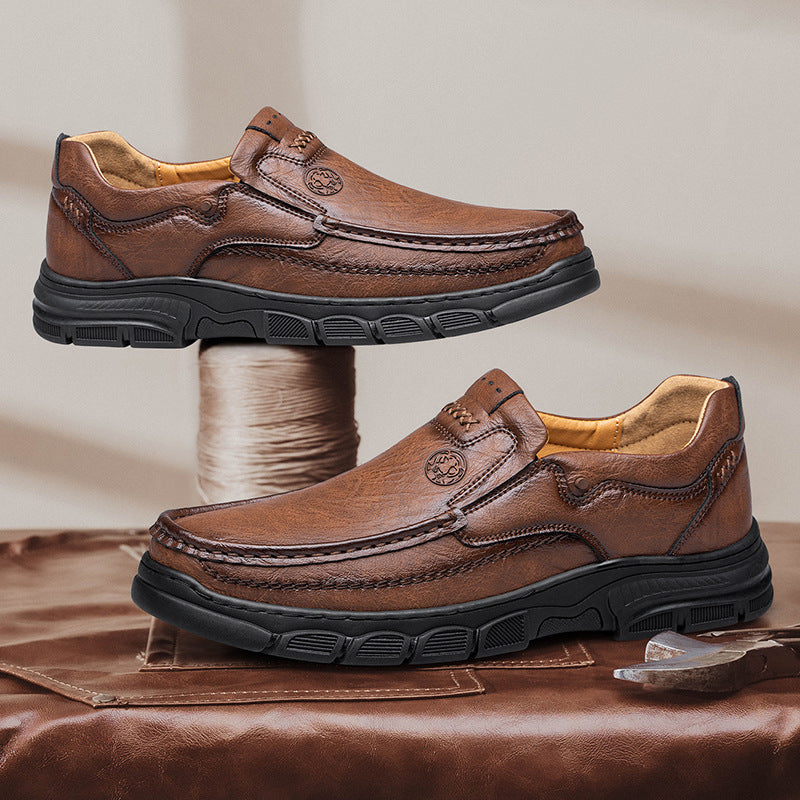 Men's Plus Size Platform Outdoor Leisure Men's Casual Leather Shoes