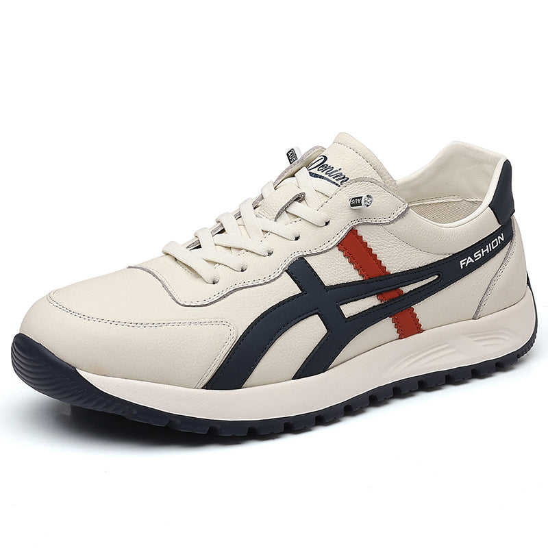Men's Top Layer Cowhide Round Head Ultra Light Stylish Fashion Men's Casual Shoes