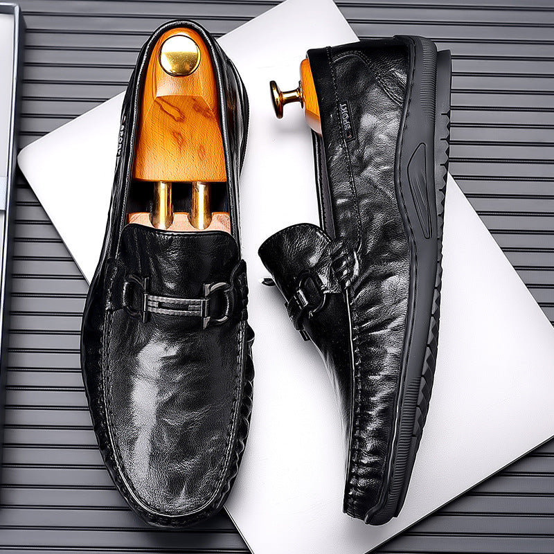 Men's Summer Sheepskin Trendy Soft Bottom Business Leather Shoes