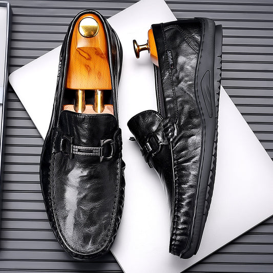 Men's Summer Sheepskin Trendy Soft Bottom Business Leather Shoes