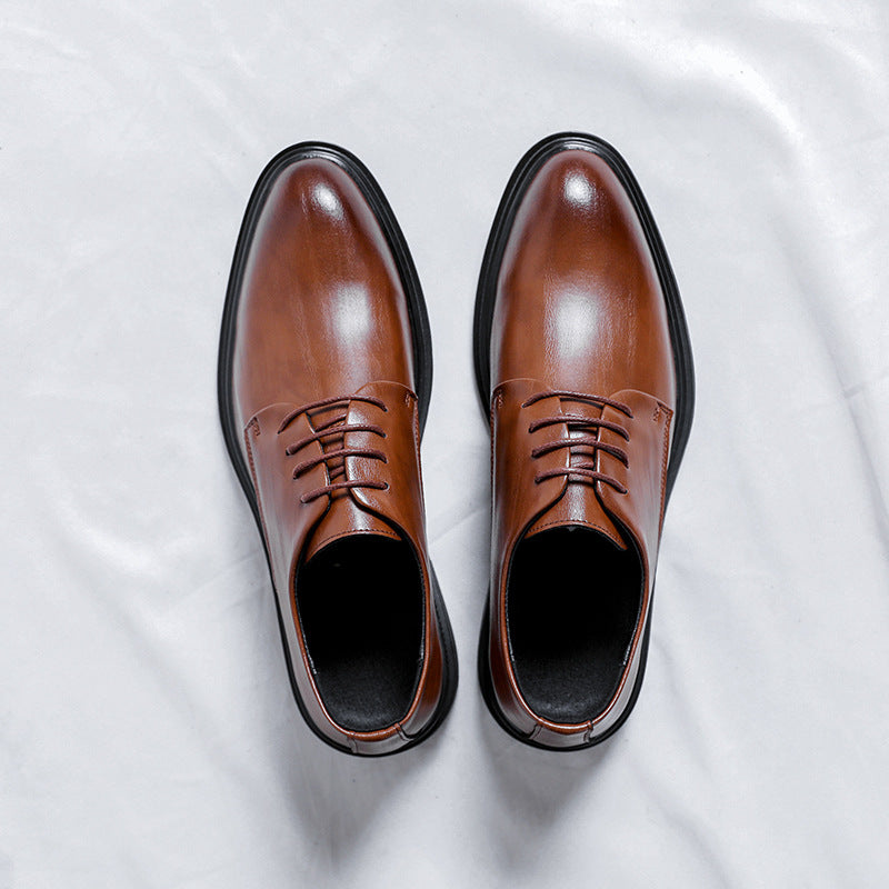 Men's Business Suit Inner Height Increasing Black Leather Shoes