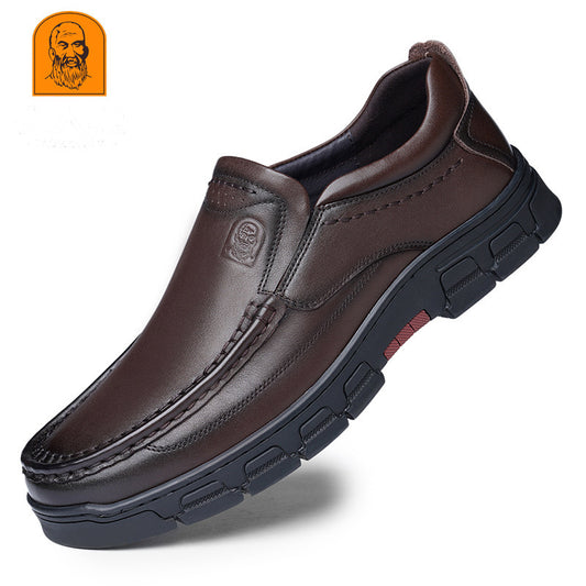 Men's Old Breathable Daily Rubber Sole Soft Leather Shoes