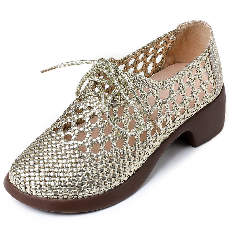 Women's Authentic Weave Chunky Soft Bottom Small Retro Sandals