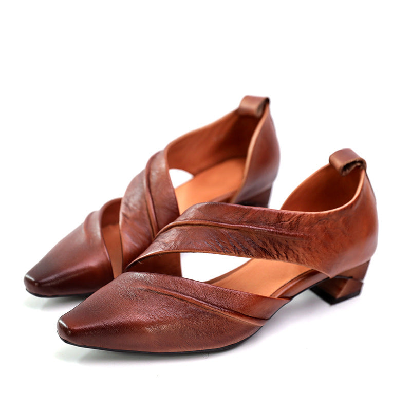 Women's Pliable Temperament Cowhide Closed Toe Side Air Women's Shoes
