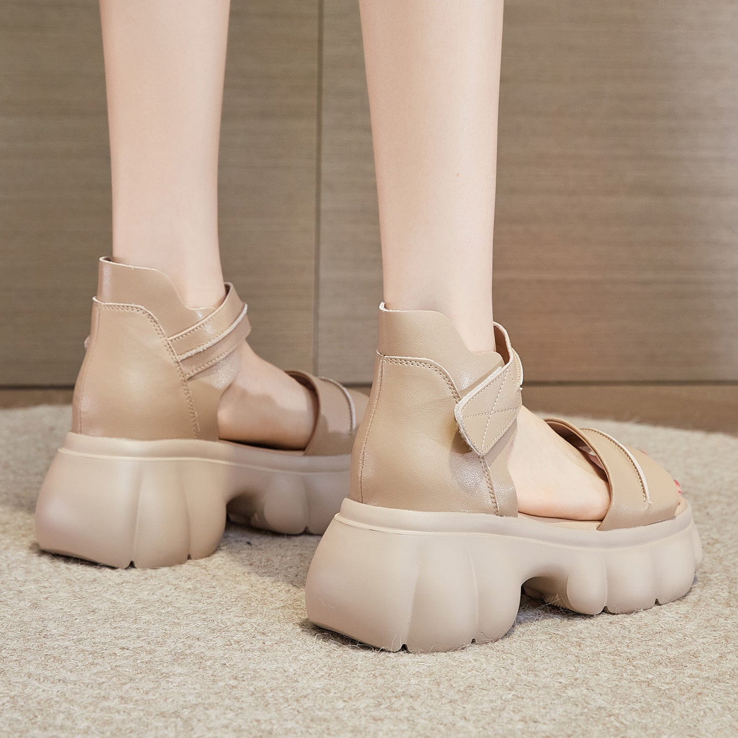 Women's Roman Summer Retro Velcro Platform Muffin Outer Sandals