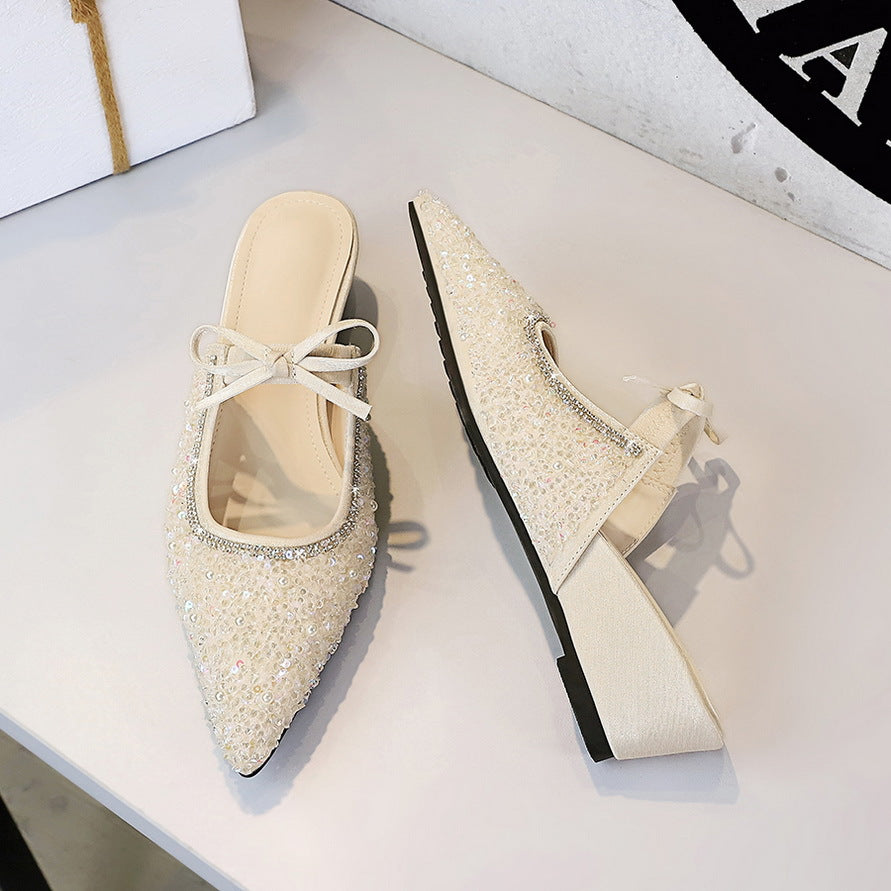 Women's Minority Pointed Toe Rhinestone Cap Outer Wear Heels