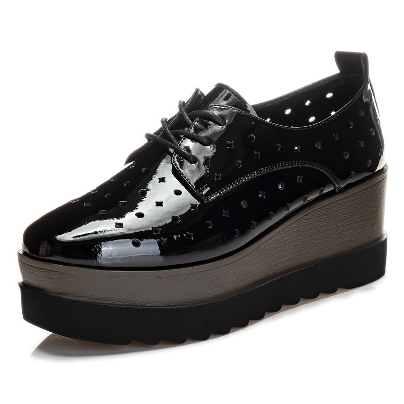 Women's Thick-soled Platform Summer Breathable Hollow British Casual Shoes