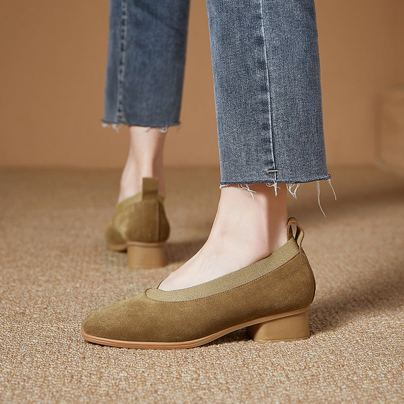 Women's Frosted Reversible Cowhide Chunky Peas Ugly Women's Shoes