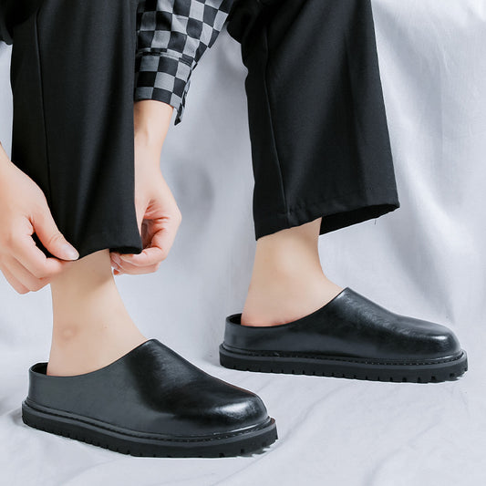 Men's Lazy Flat Bottom Slip On Pump Leather Shoes