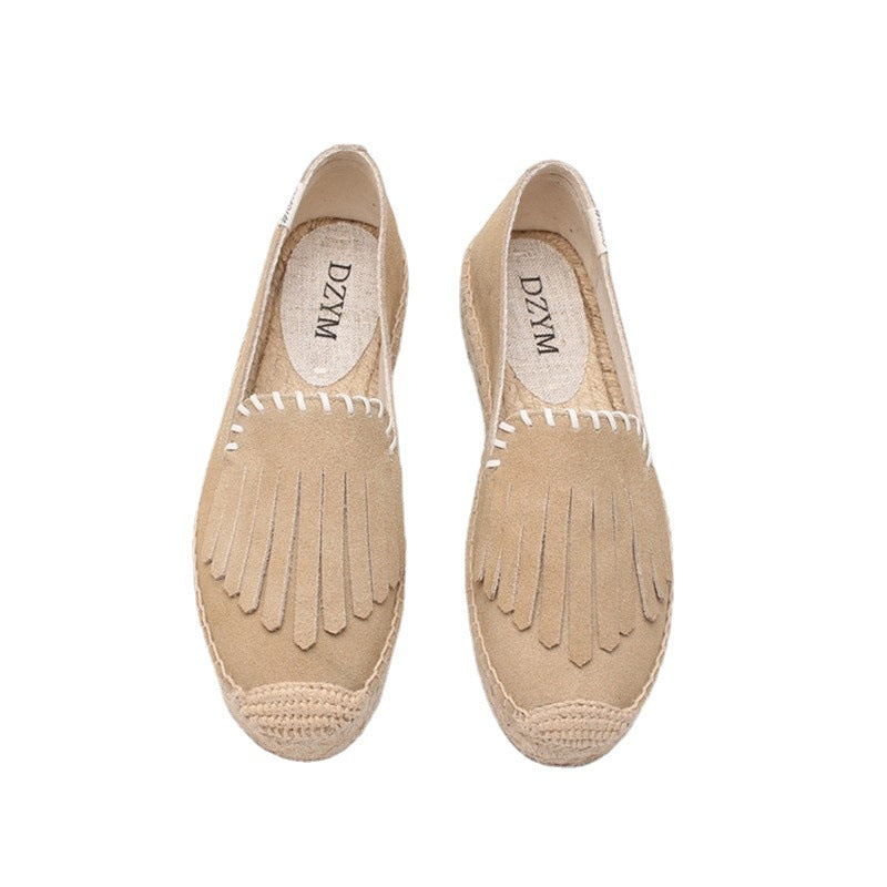 Women's Tassel Solid Color Platform Slip-on Lazy Canvas Shoes