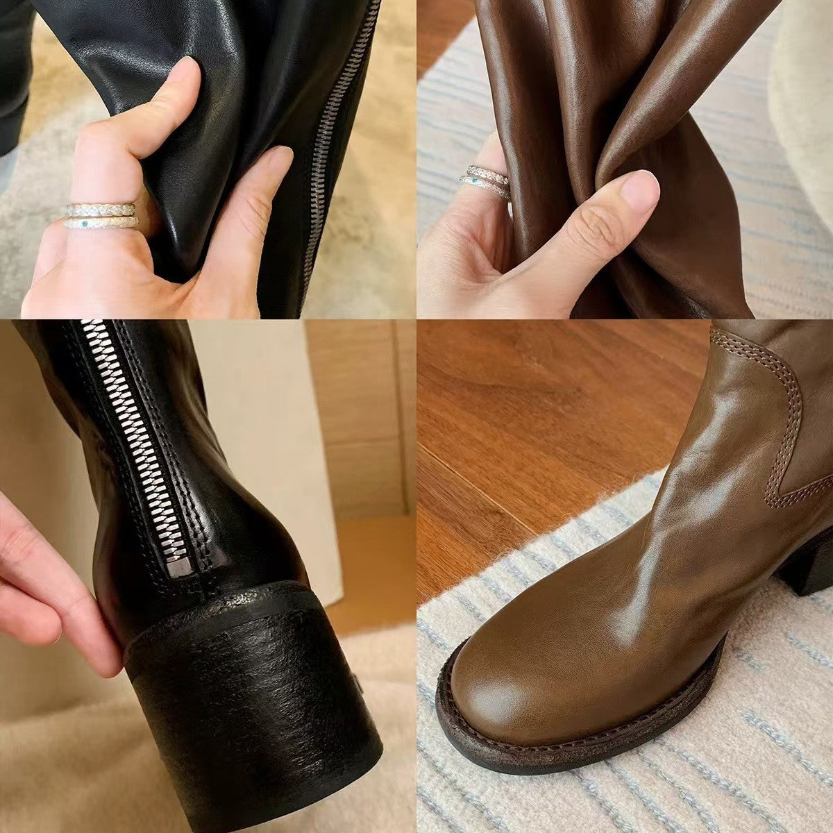 Back Zipper Fashion Slimming Chunky Long Boots