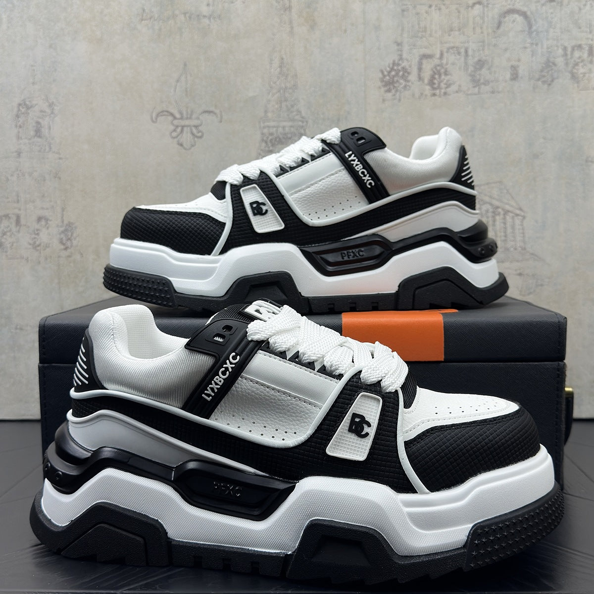 Men's Thick Bottom Inner Height Increasing Board Super Popular Bread Men's Casual Leather Shoes
