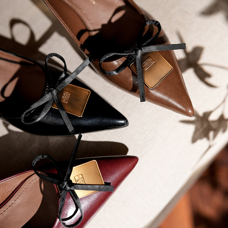 Bow High Sense Pumps Female Pointed Toe Women's Shoes