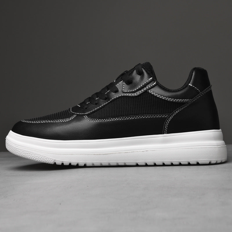 Men's Summer Breathable Mesh Elevator Cowhide Height Increasing Sneakers