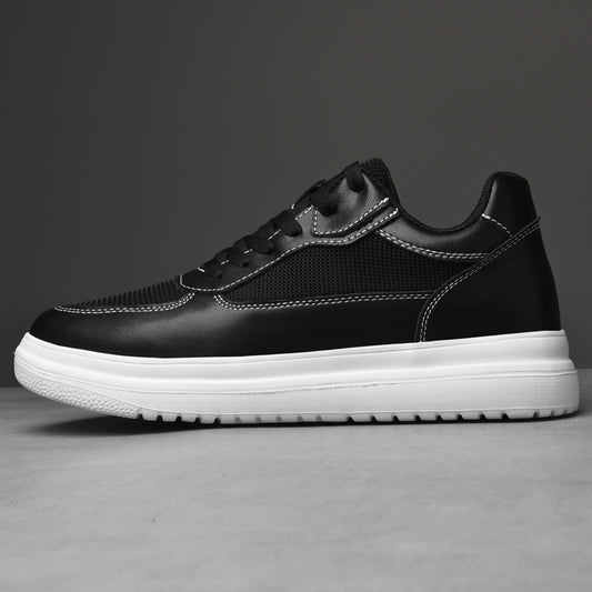Men's Summer Breathable Mesh Elevator Cowhide Height Increasing Sneakers