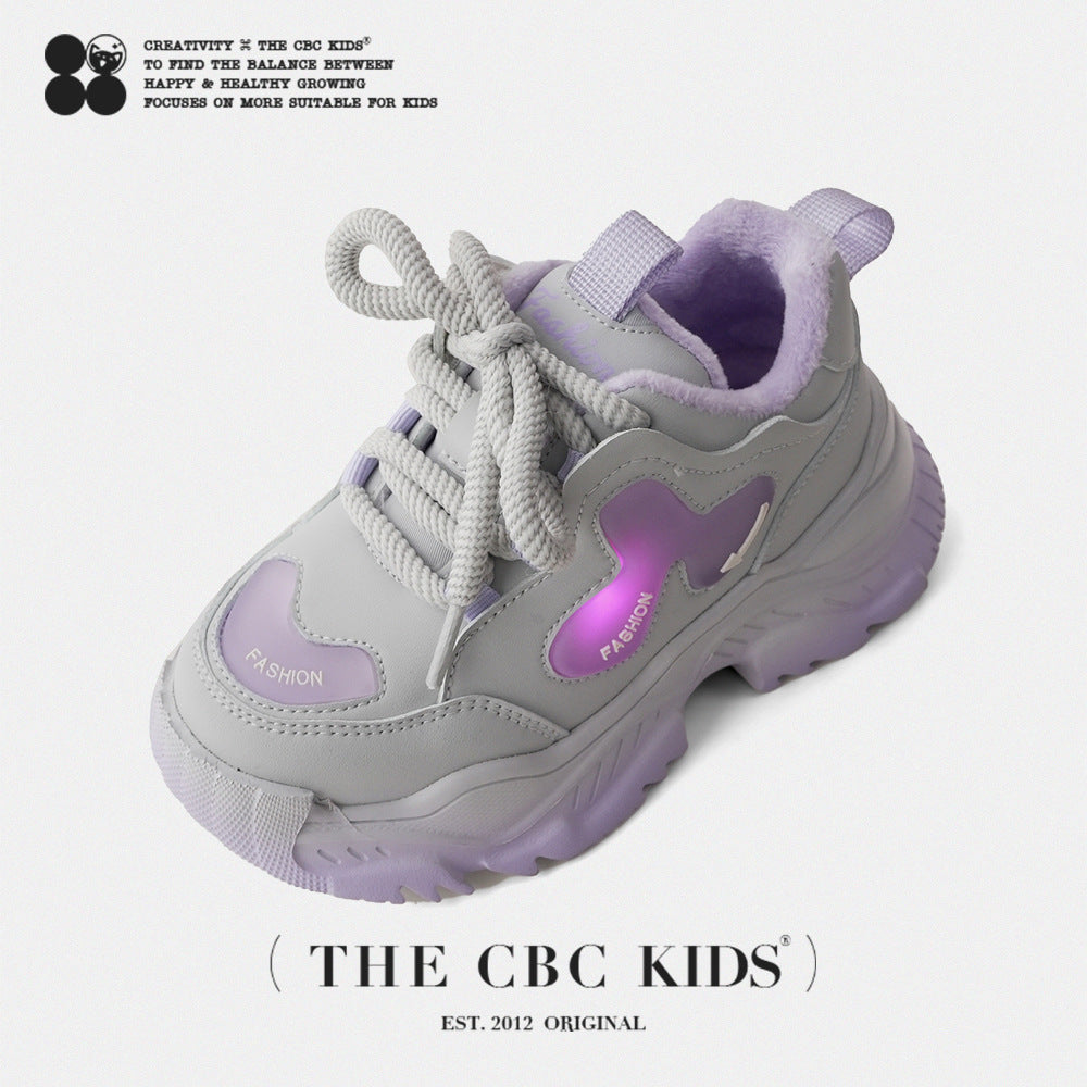 Children's Dad Fleece-lined Boys Trendy Leisure Kid's Sneakers