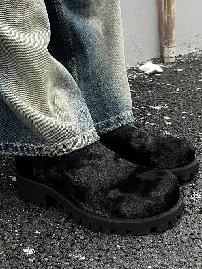 Women's & Men's Paris Big Head Derby Platform Slip-on Increased Warped Loafers