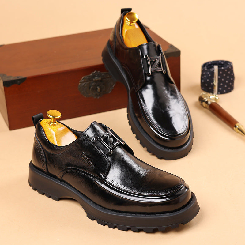 Men's Genuine Platform Fashion Slip-on Foam Soft Leather Shoes