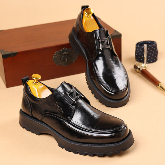 Men's Genuine Platform Fashion Slip-on Foam Soft Leather Shoes