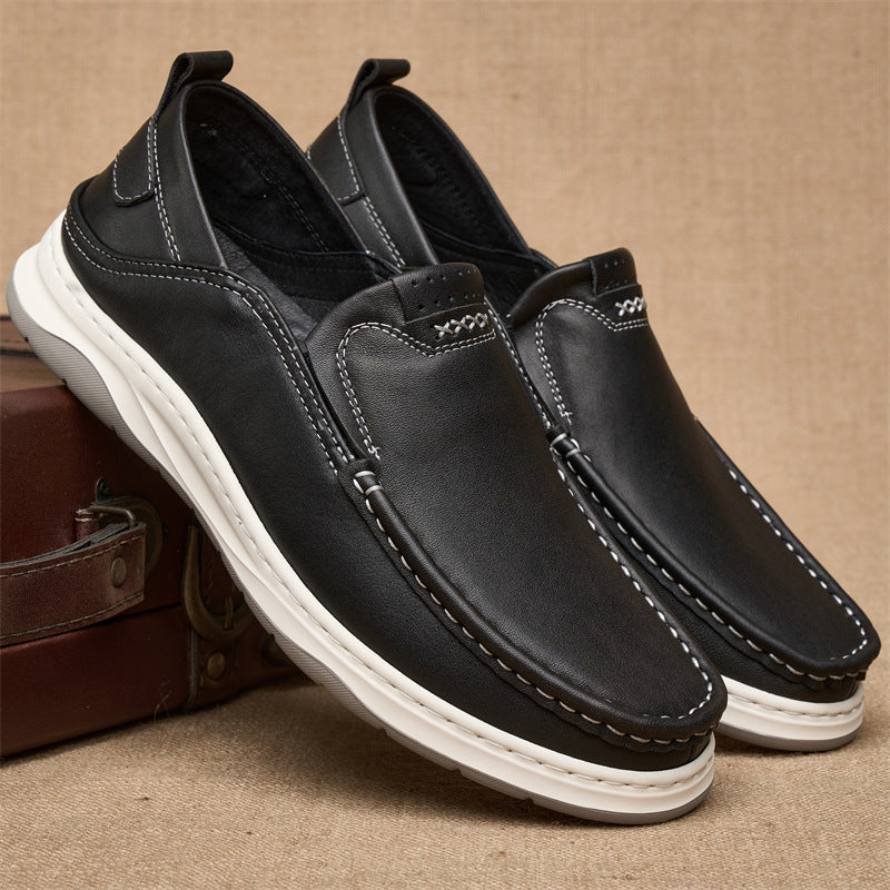 Men's Lightweight Antiskid First Layer Cowhide Soft Bottom Casual Shoes