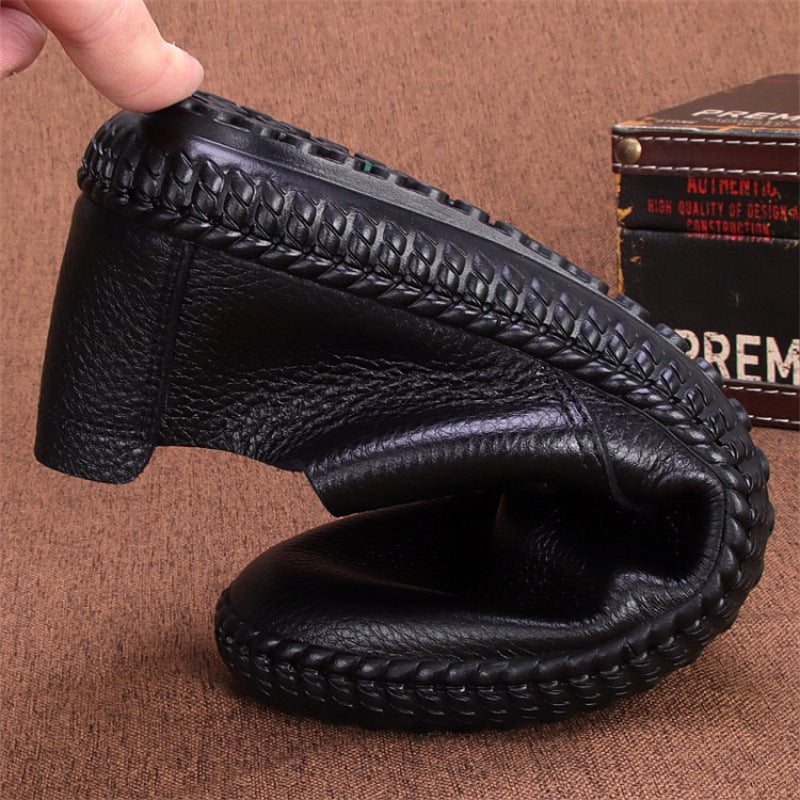 Hollow Genuine Driving Soft Bottom Lace Leather Shoes