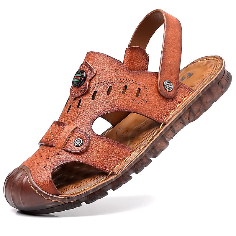 Men's Summer Genuine Closed Toe Trendy Beach Sandals
