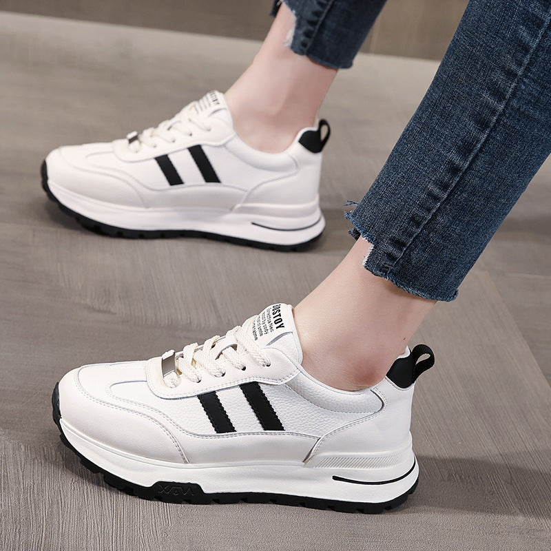 Women's Spring Korean Style White Platform Dad Sneakers
