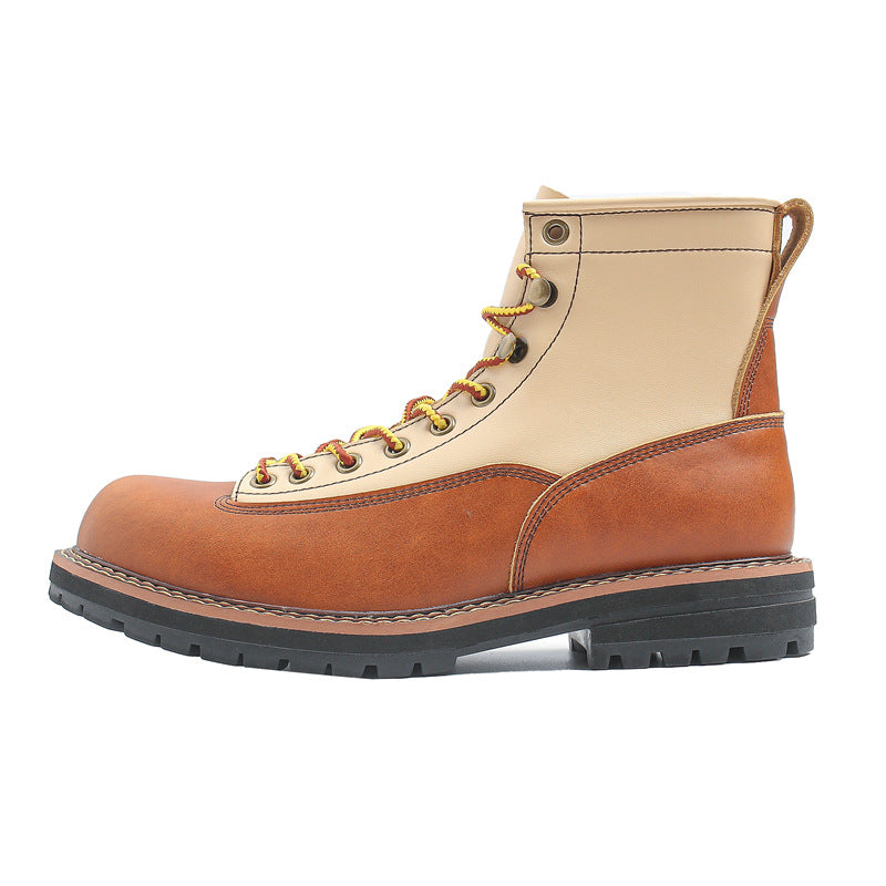 Men's Worker Genuine Martin White Patchwork Boots
