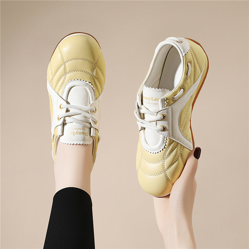Women's Spring Flat Soft Bottom Lightweight Exercise Leather Shoes