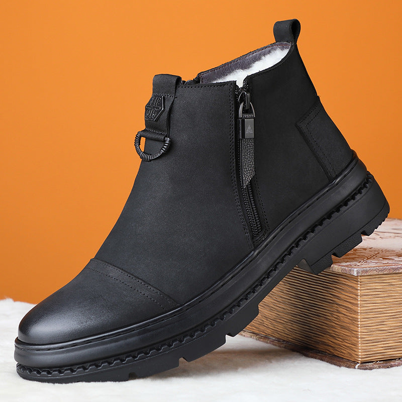 Men's Winter Genuine Cotton Fleece-lined Thick Wool Men's Shoes
