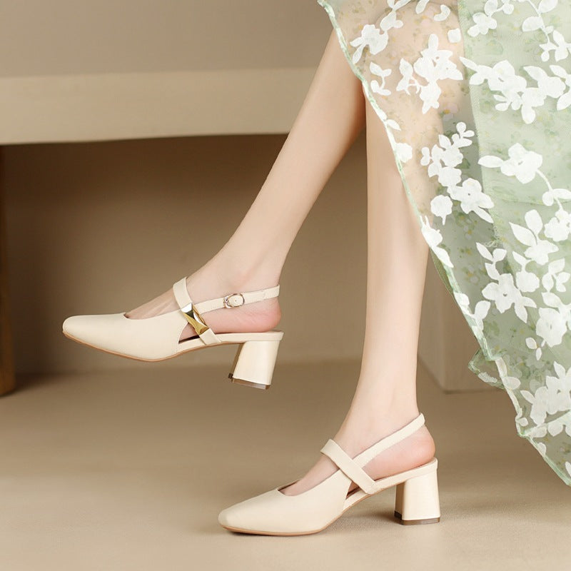 Closed Toe Fashion Low-cut Single Commuter Heels